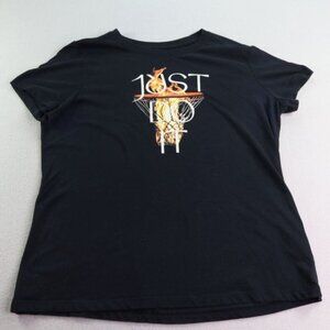 Nike Tee Shirt Womens XL Black Dri Fit Just Do It Basketball Flame Fly